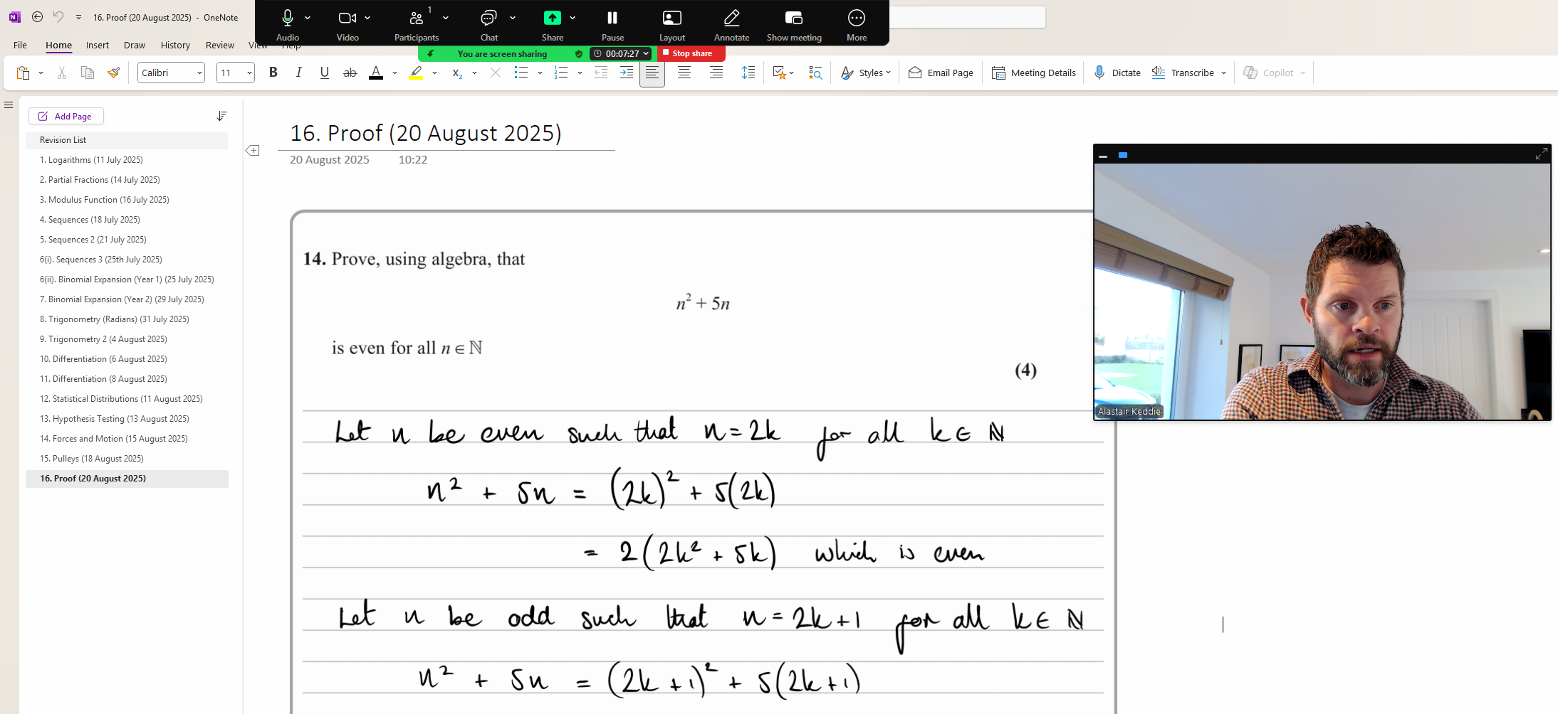 Online maths lesson overview